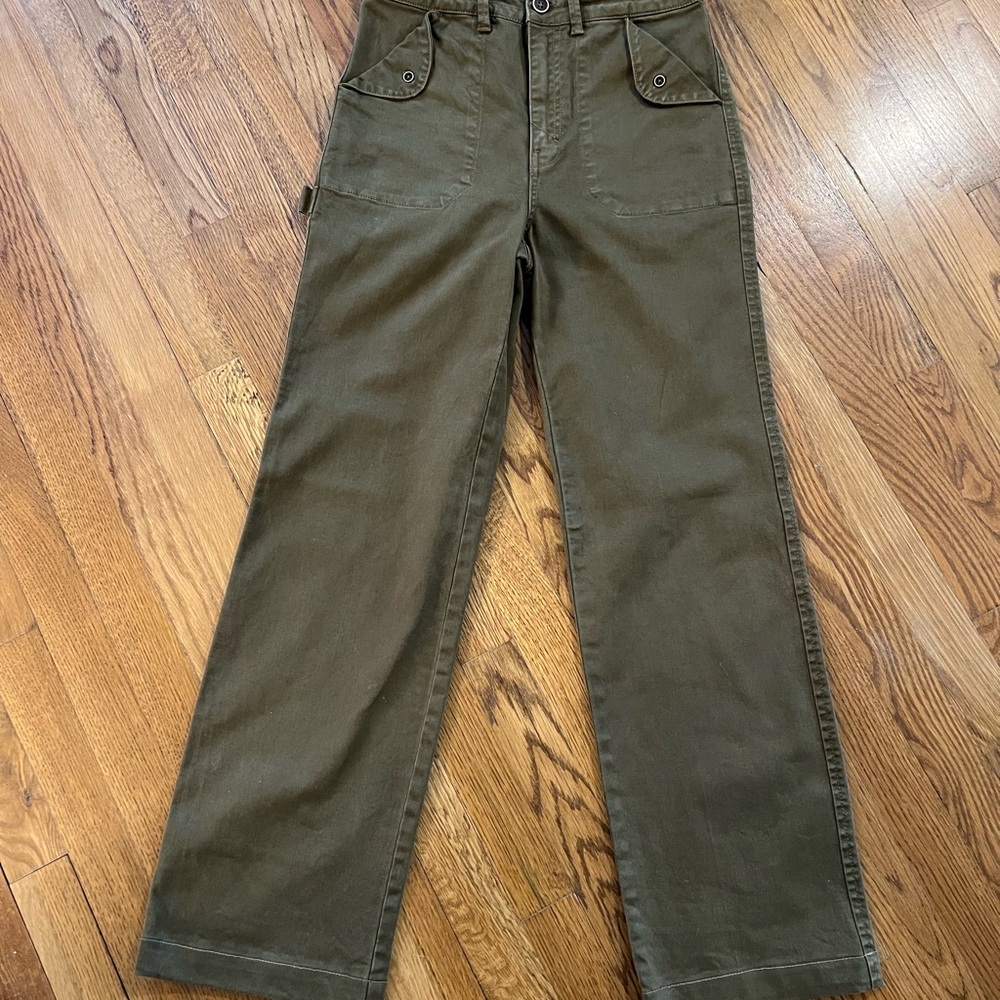 Anthropologie Olive Green Carpenter Pants